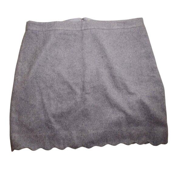 Loft Wool Blend Mini Skirt Size 14 Lined Scalloped Secretarycore Gray - Picture 1 of 7